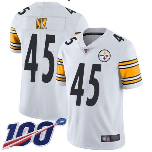 Youth Pittsburgh Steelers Football 45 Limited White Roosevelt Nix Road 100th Season Vapor Untouchable Nike NFL Jersey